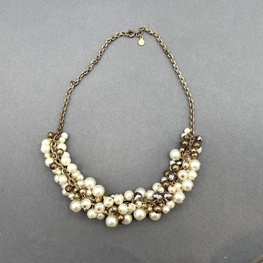 Ann Taylor Loft Pearl Necklace Women's Gold Tone Lobster Closure Adjustable...